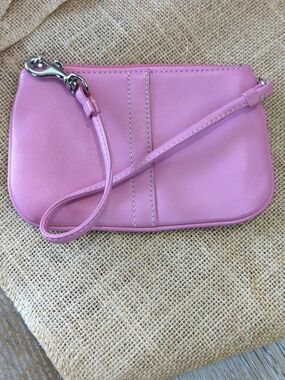 Coach Pink Leather Wristlet